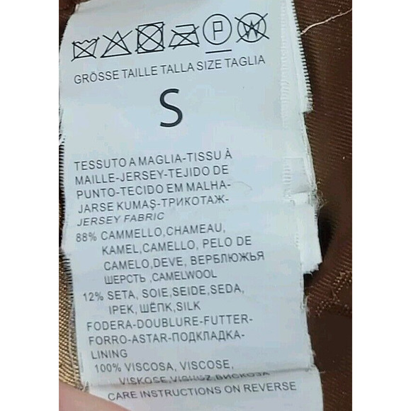 Max Mara Teddy Icon Women Coat Camel Wool Silk Size S - Picture 10 of 10